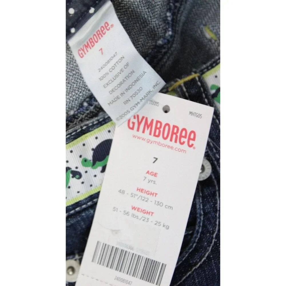 NEW 2006/05 Gymboree Prep Club Denim Jeans sz 7 Spring Turtle Bow Ribbon
